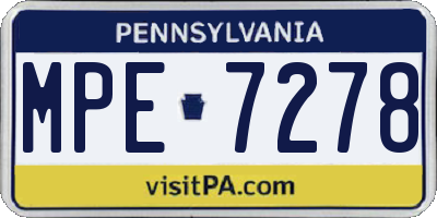 PA license plate MPE7278