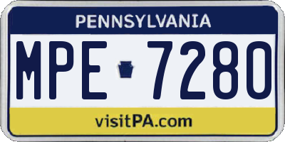 PA license plate MPE7280