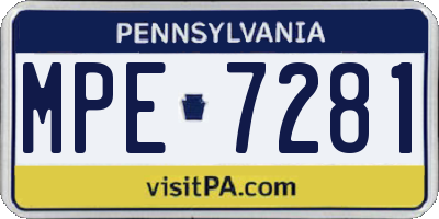 PA license plate MPE7281