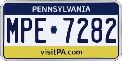 PA license plate MPE7282