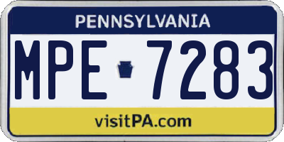 PA license plate MPE7283