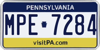 PA license plate MPE7284