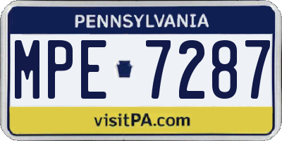 PA license plate MPE7287