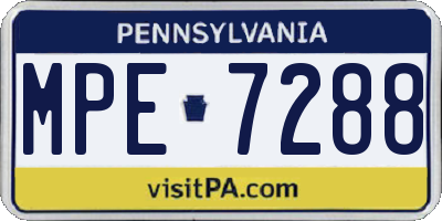 PA license plate MPE7288