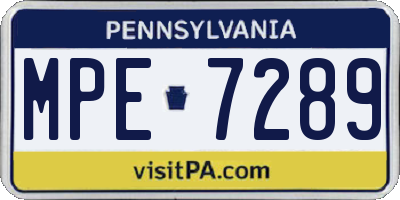 PA license plate MPE7289