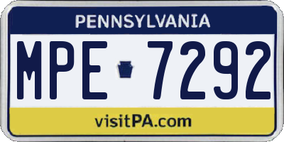 PA license plate MPE7292