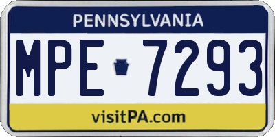 PA license plate MPE7293