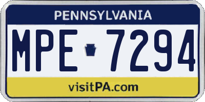 PA license plate MPE7294