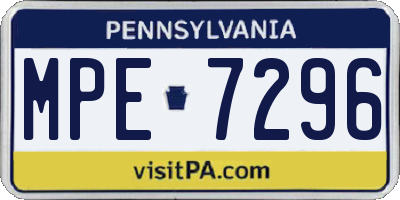 PA license plate MPE7296