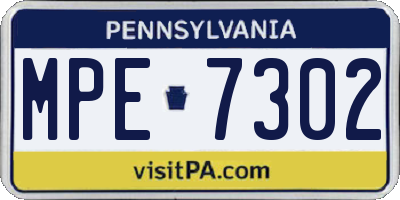 PA license plate MPE7302
