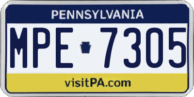 PA license plate MPE7305