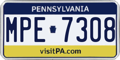 PA license plate MPE7308