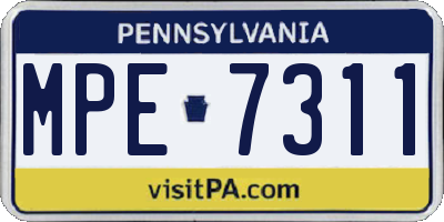 PA license plate MPE7311
