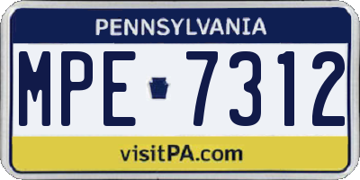 PA license plate MPE7312