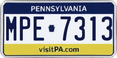 PA license plate MPE7313