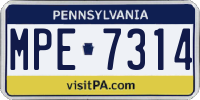 PA license plate MPE7314