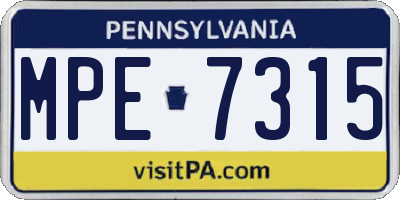 PA license plate MPE7315