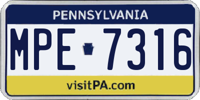 PA license plate MPE7316