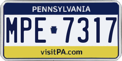 PA license plate MPE7317