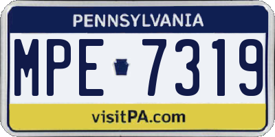 PA license plate MPE7319
