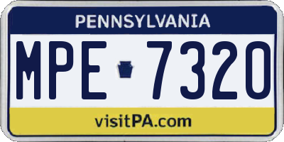 PA license plate MPE7320