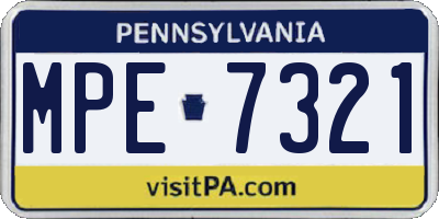 PA license plate MPE7321
