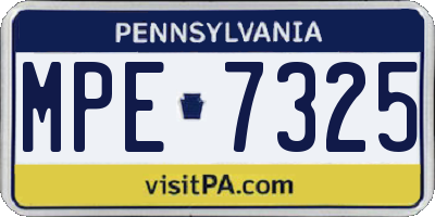 PA license plate MPE7325