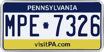 PA license plate MPE7326