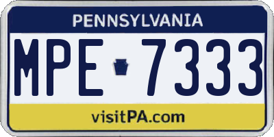 PA license plate MPE7333