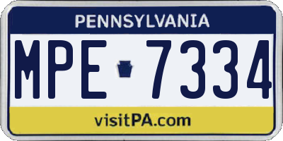 PA license plate MPE7334