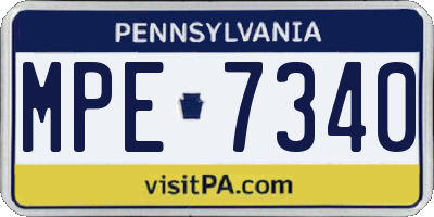 PA license plate MPE7340