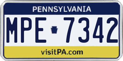 PA license plate MPE7342