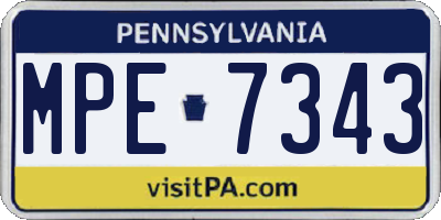 PA license plate MPE7343