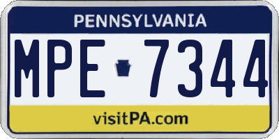 PA license plate MPE7344