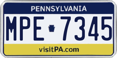 PA license plate MPE7345
