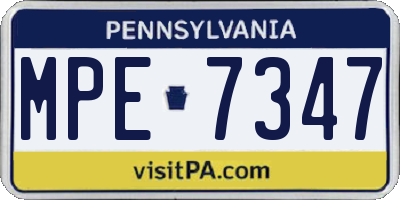 PA license plate MPE7347