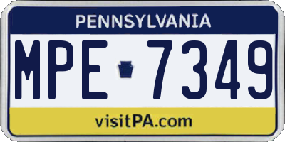 PA license plate MPE7349