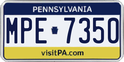 PA license plate MPE7350