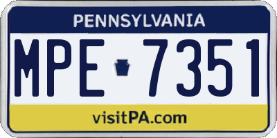 PA license plate MPE7351