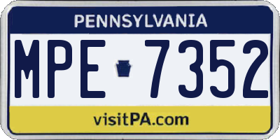 PA license plate MPE7352