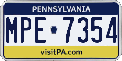 PA license plate MPE7354
