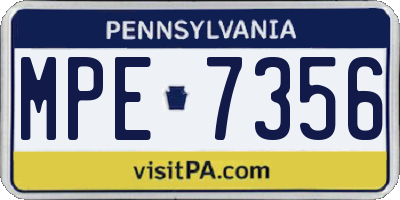 PA license plate MPE7356