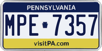 PA license plate MPE7357