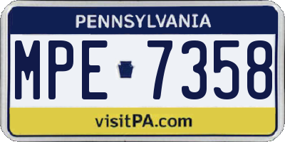 PA license plate MPE7358