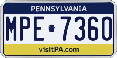 PA license plate MPE7360