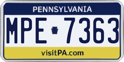 PA license plate MPE7363