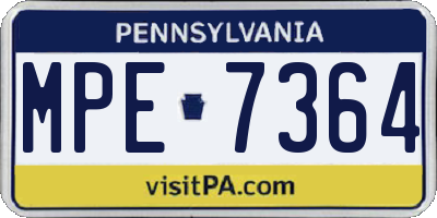 PA license plate MPE7364