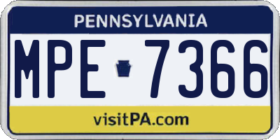 PA license plate MPE7366