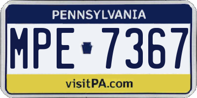 PA license plate MPE7367