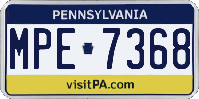 PA license plate MPE7368